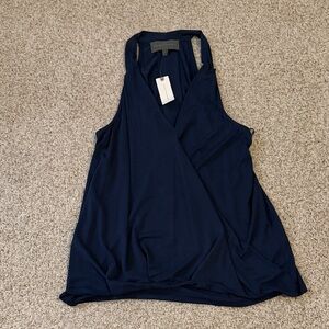 Sunday in Brooklyn Deep Blue Wrap Tank Top